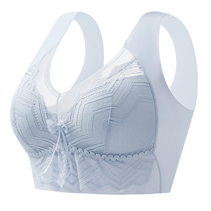 lace supportive bra with unique back design and bow detail for large size women