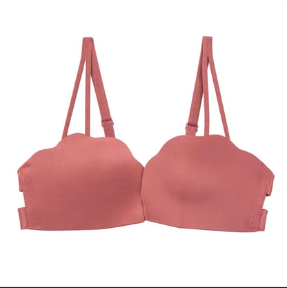 Light pink seamless bra with a comfortable stretch fit for everyday wear