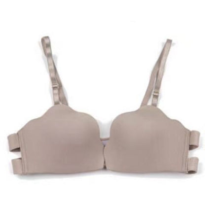 Soft coral seamless bra with smooth silhouette, perfect for layering