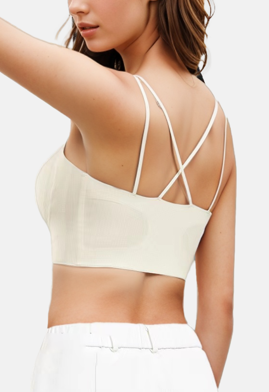 back view of a cross back bralettes