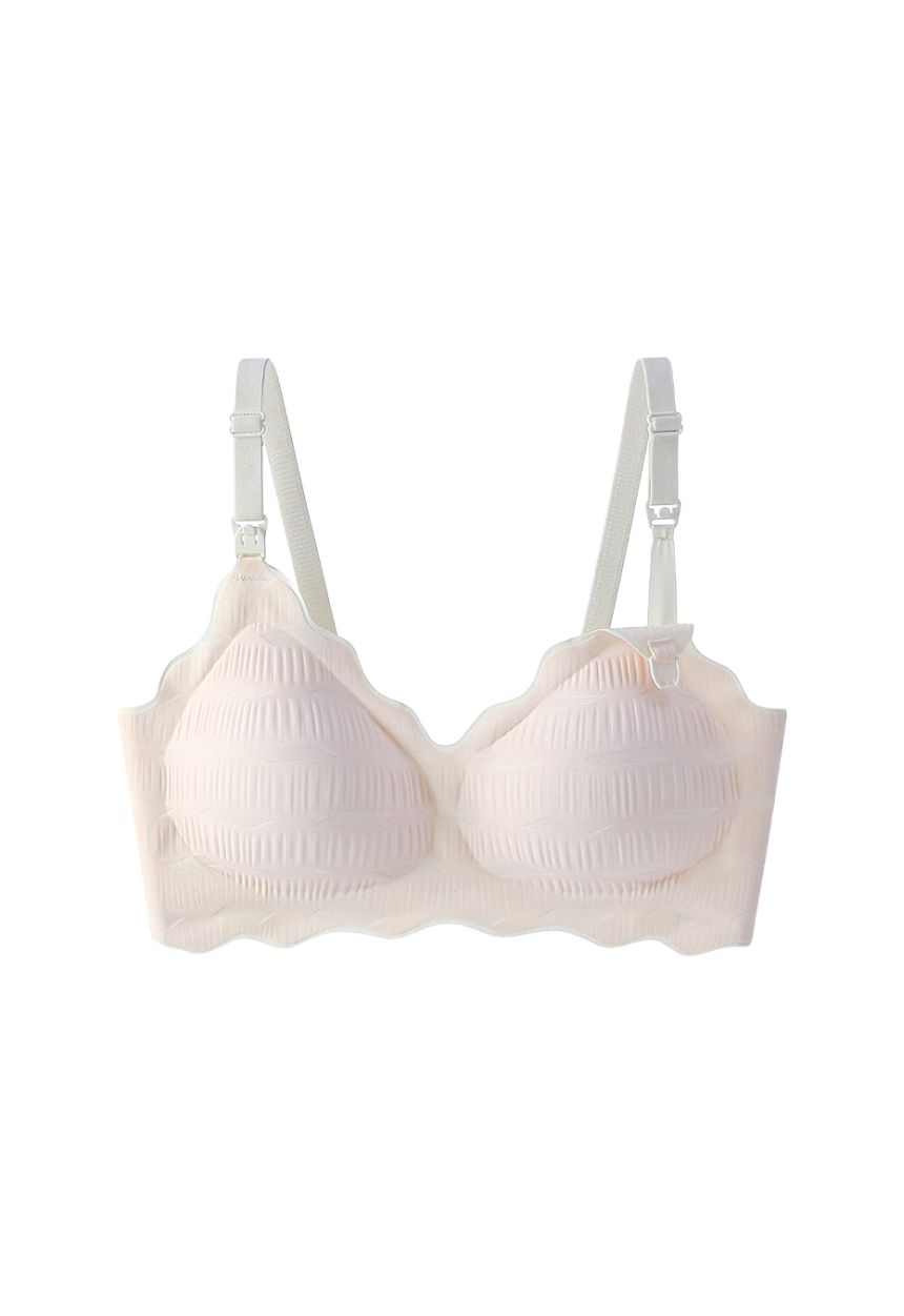 "Pure white, soft nursing bra designed for comfort with practical feeding clasp"