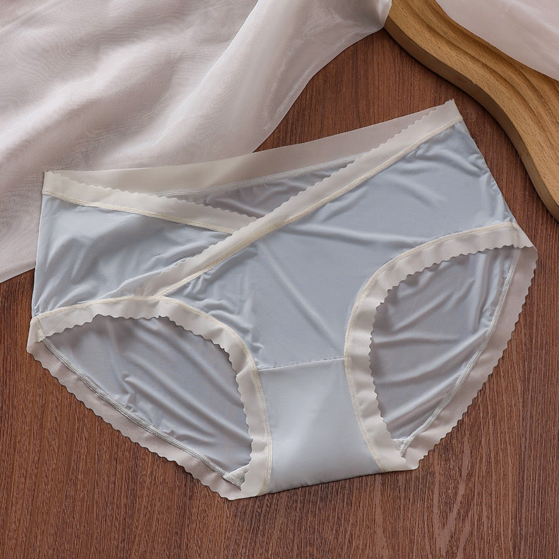 "Ash blue ice-silk maternity panties with antibacterial properties"