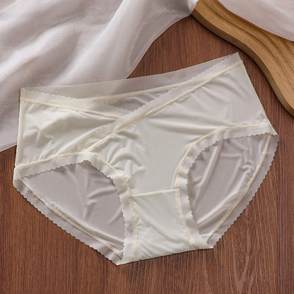 "Pale yellow seamless maternity panties with low waist for pregnancy comfort"