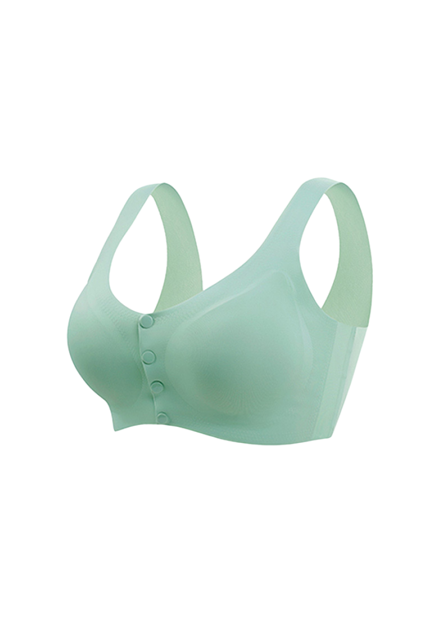 "Front-closure seamless nursing bra in elegant navy, perfect for summer wear"