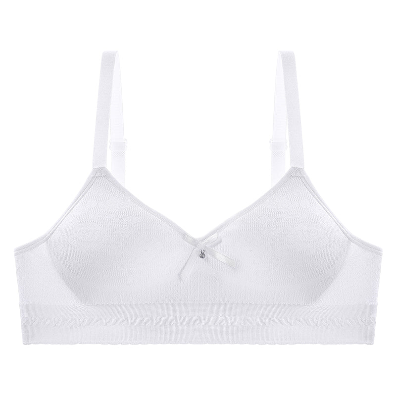 Seamless white bra with airy and gentle fabric, stretchy for a perfect fit without tightness